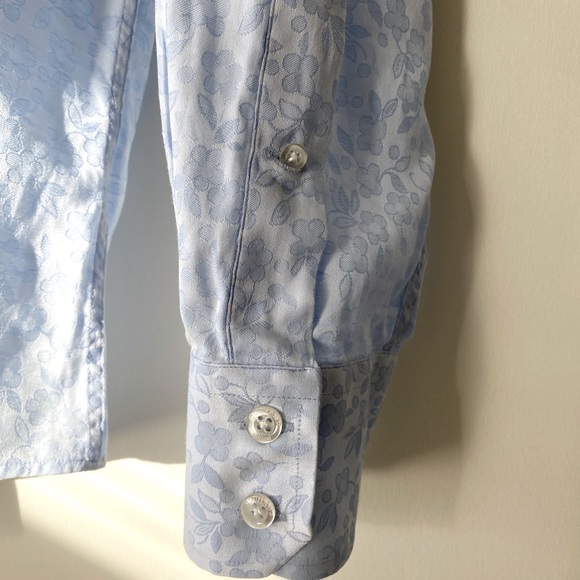 Duchamp Slim-fit Blue Floral Dress Shirt 44/17.5 - Picture 3 of 5